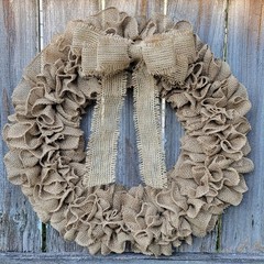 Rustic Burlap Wreath for Home Entryway Decor All Season Indoor Outdoor