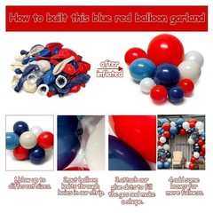 Navy Blue Red White Balloon Arch, Double Royal Blue Red White Sand Balloon Ga…