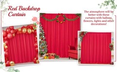 8x10FT Red Backdrop Curtains for Wedding Parties, Wrinkle Polyester Photo