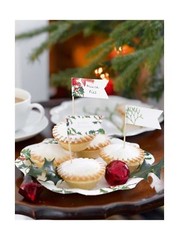 TALKING TABLES 24 CHRISTMAS PARTY PICKS CAKE FOOD CUPCAKE TOPPERS HOLLY FLORAL