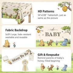 Baby Shower Decorations Winnie Bear Balloons Banner Backdrop Kit for Gender