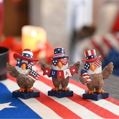 3-Piece Patriotic Eagle Statue Set – Vibrant Americana Decor for 4th of July