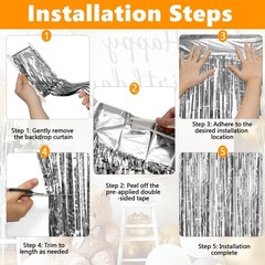 3 Pack Silver Foil Fringe Garland Tinsel Streamers, 30 Feet Metallic Ceiling …