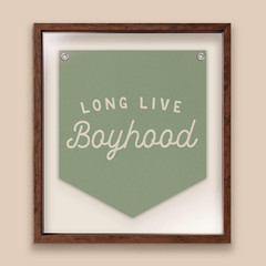 Sage Green Room Decor, Long Live Boyhood Linen Banner,Vintage Boy Bedroom Wall H