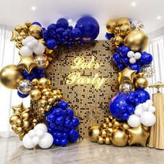 187PCS Royal Blue and Gold Balloons Arch Garland Kit, 5 10 12 18inch Royal Bl…