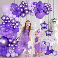 Purple Balloons Arch Garland Kit, Different Sizes Dark Light Purple Latex Metall