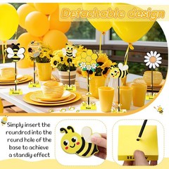 AceOrbit 7 Pack Summer Honey Bee Wooden Tabletop Decor Freestanding Table Cen…