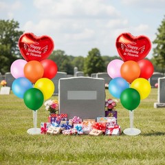 2 Sets Happy in Heaven Decoration Kit, Heart Balloon with Stand and 12 Latex …