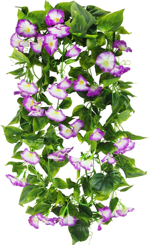 CISDUEO 2 Pcs Artificial Vines Silk Morning Glory for Outdoor Purple