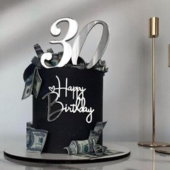 24 PCS Happy Birthday Cake Toppers Mirror Acrylic Cake Topper Side Cake Decor…