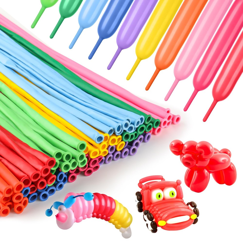Voircoloria 100Pcs 260 Balloons Rainbow Long Balloons for Balloon Garland Thi…