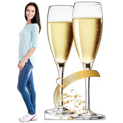 CHAMPAGNE GLASSES 5′ 10″ CARDBOARD CUTOUT Standup Standee Poster Party Prop Wine