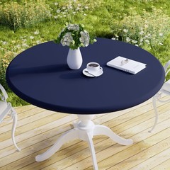 Fitted Round Fabric Tablecloth, Elastic, Waterproof, Oil Proof, Easy Care