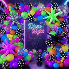 Neon Balloons Arch Garland Kit with Yellow Hot Pink Lime Green Orange Blue Ne…