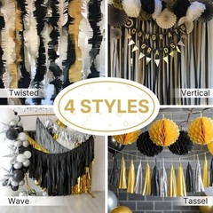 Gold Gold Crepe Paper Streamers 4 Rolls 328 FT Streamers | Wedding Birthday