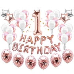 Rose Gold Birthday Decoration Baby Shower Party Supplies Set for Kid Girls Adult