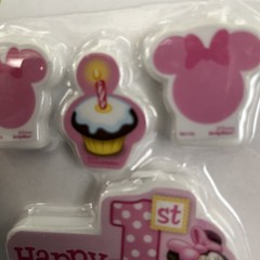 Disney Minnie Mouse 1st Happy Birthday Party Candles Pink Brand New Cake Topper