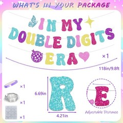 Pink and Purple 10th Decorations for Girl, 10 Year Old Girl Decorations Set w…