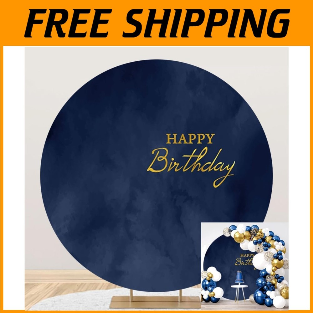 Birthday Party Photo Props Navy Blue Round Backdrop