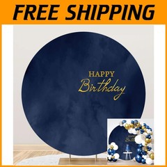 Birthday Party Photo Props Navy Blue Round Backdrop