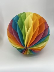 Vintage Multicolor Honeycomb Tissue Paper Ball Decor Lot of 3 14” Diameter