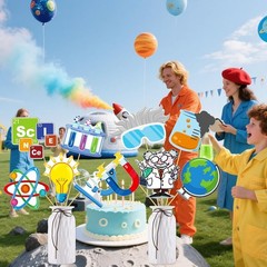 Science Birthday Party Decorations 18Pcs Science Theme Centerpiece Sticks for Ta