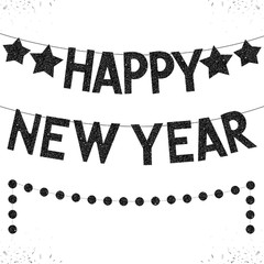 Katchon, Glitter Happy New Year Banner – 10 Feet No DIY | 2 Strings | New Years