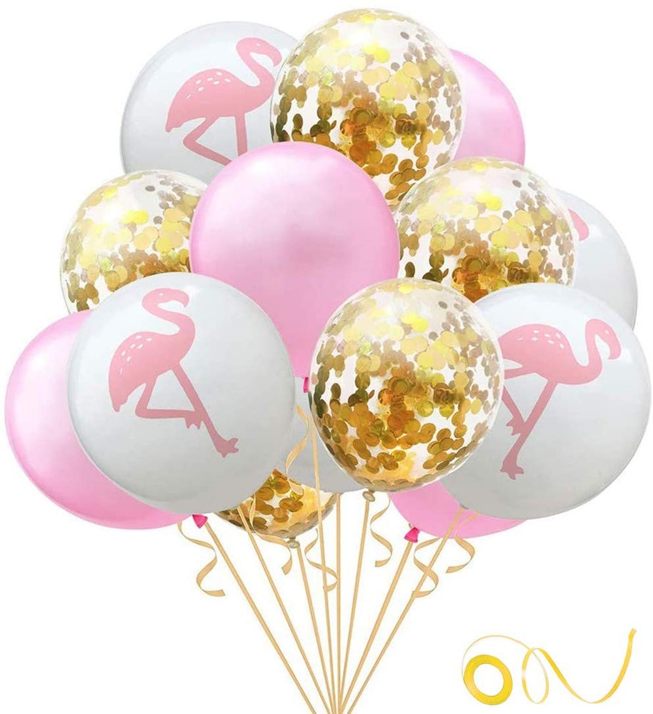 Hawaiian Flamingo Balloon Tropical Balloons with Round Confetti Wedding Birth…