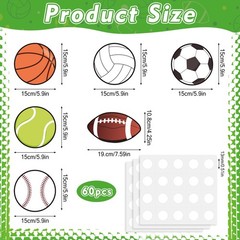 Sport Ball Paper Cutouts Classroom Bulletin Board Theme Party Decor 60 PCS