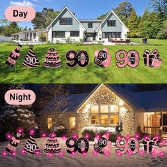 Sophisticated 90th Birthday Yard Signs – LED Lights Included