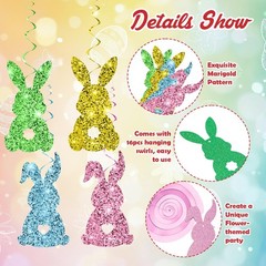 32 PCS Easter Bunny Glitter Hanging Swirl Ceiling Streamer Decor Set