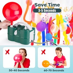 Balloon Pump , 3-in-1 Portable Automatic Dual Nozzle Inflator 110V with Tying…