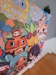 BIG 5×3′ Rob-O Cartoon Character Childrens Birthday Backdrop Banner Party Fabric