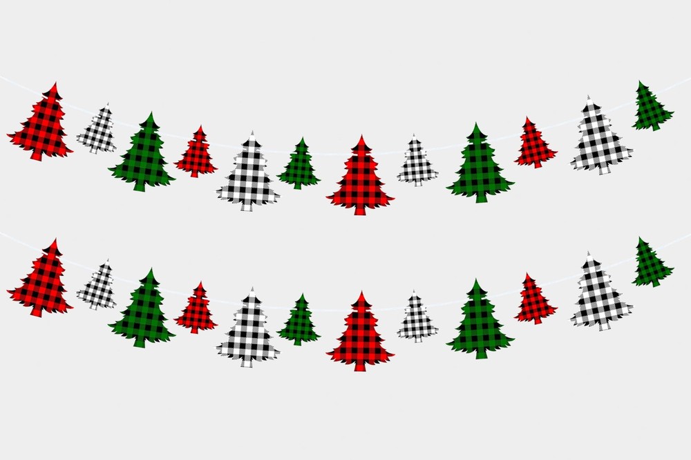 VILIFEVER 2 Pieces Felt Christmas Tree Garland Banner Red, White and Green