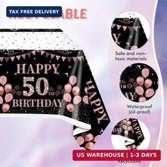 41Pcs 50Th Birthday Decorations for Women,Rose Gold Black 1976 Party Supplies Ki