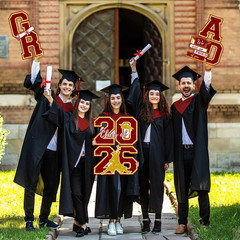 Maroon and Gold Graduation Decorations Class of 2026 Yard Signs – 4pcs Large Bur
