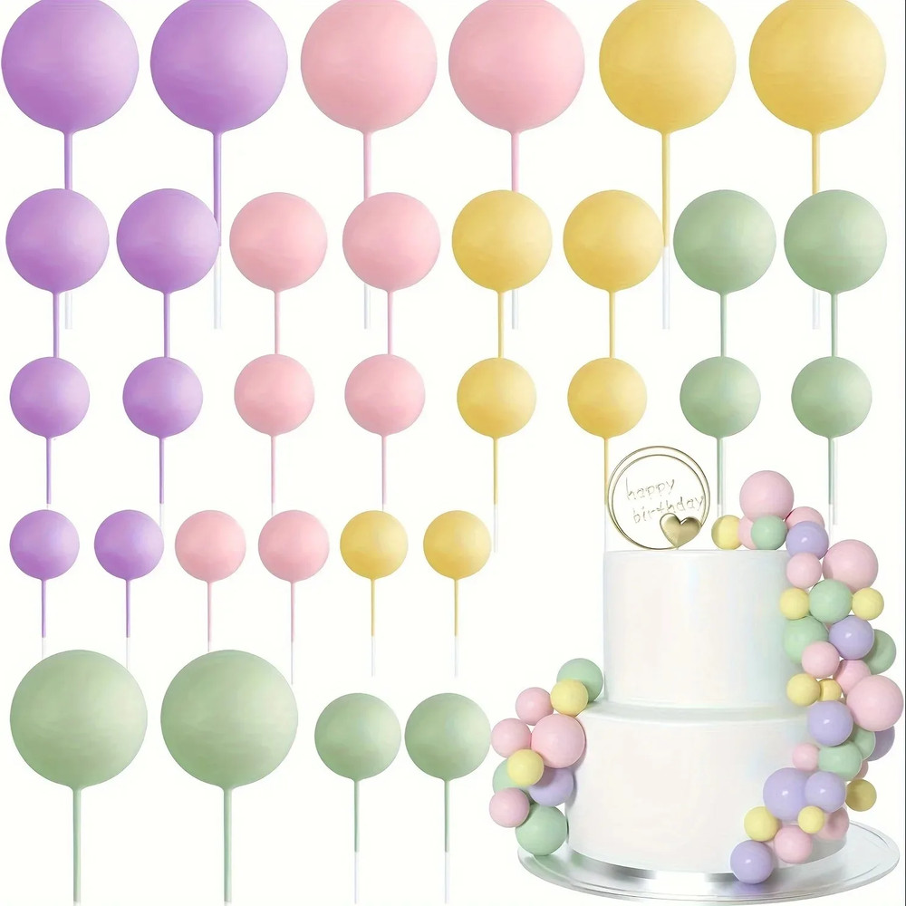 20Pcs Happy Birthday Cake Gold and Silver Foam Ball Wedding Party Birthday Cake
