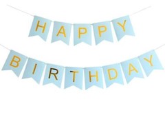 White Gold Happy Birthday Banner Baby Shower Party Decorations Pre Assembled