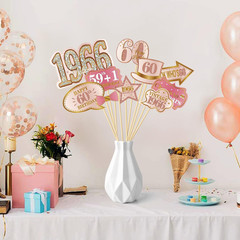 30Pcs 60Th Birthday Photo Booth Props for Women, Pink Rose Gold Vintage 1966 60