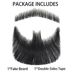 Black Goatee Beard Realistic Fake Beard Mustache for Men, Human Hair Facial H…