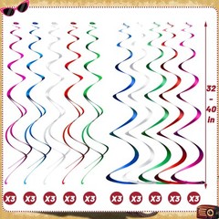 30 Pieces 1950’s Rock and Roll Party Decorations 50s Theme Party Foil Swirl D…