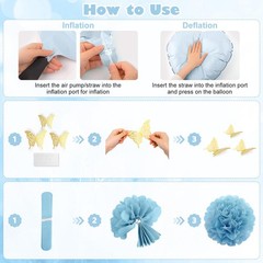 Dusty Blue Party Decorations, Light Blue White Gold Confetti Foil Balloons Ha…