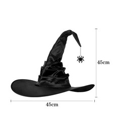Black Masquerade Ruched Witch Hat Oversized Witch Hats Wide Brim Party Decor