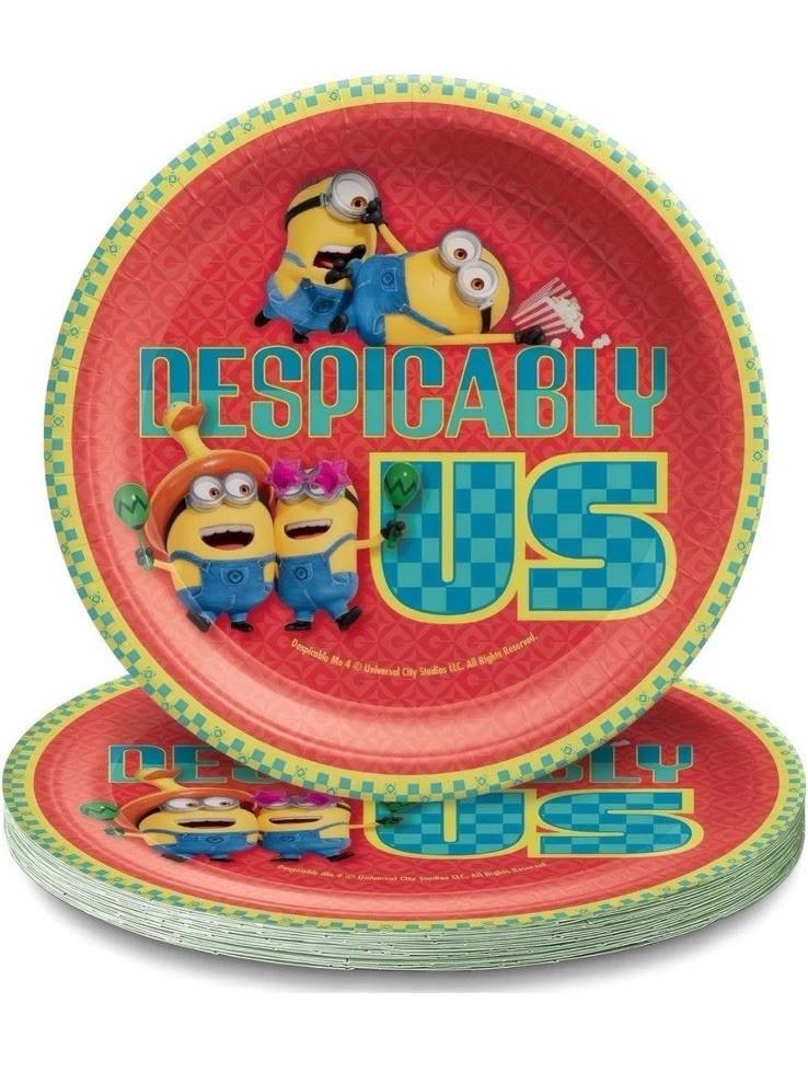 Despicable Me Minions Birthday multicolored paper plates 9″ Pack 32 Plates