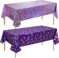 K-Style Birthday Decorations Iridescent Holographic Laser Tablecloth 2 Pack
