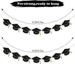 Graduation Decorations Class of 2026 Party Supplies Banner Caps Gold Black