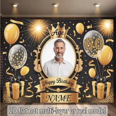 1x Milestone Birthday Personalized Name Age Banner for 60 70 80 90 100 Birthday❀