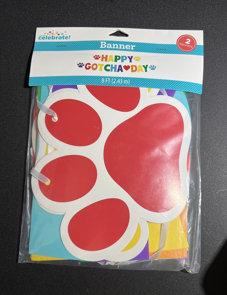 2-Pack HAPPY GOTCHA DAY Banner for Pet Dog Cat Adoption Party Celebration 8ft