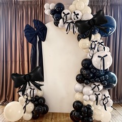 Black Bow Balloon Arch, Black White Coquette Decorations, Double Pearl Sand W…
