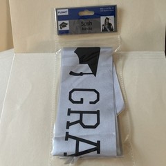 Graduation Sash Silver & Black Material“GRADUATE” With Cap Printed On It. New